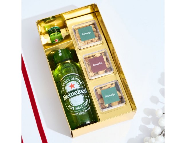 Kit Duplo Corporativo com Cerveja e Mix de Nuts Personalizado