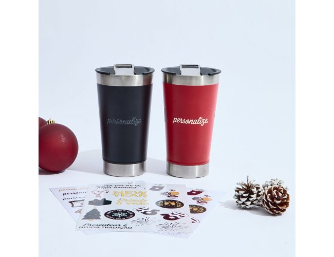 Copo Trmico tipo Stanley com Cartela de Adesivos Personalizado